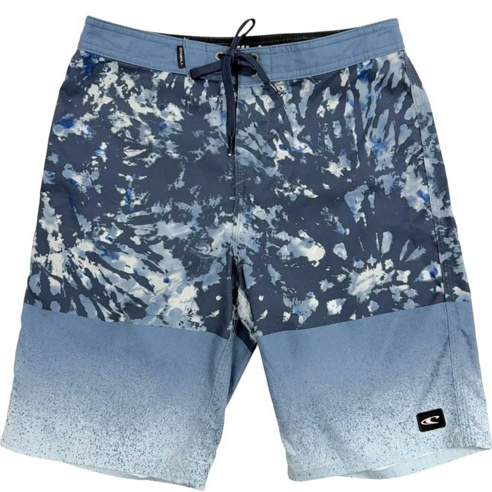 O'Neil Men's Size 28 Blue Tie-Dye Gradient Swim Board‎ Shorts Trunks Bottoms